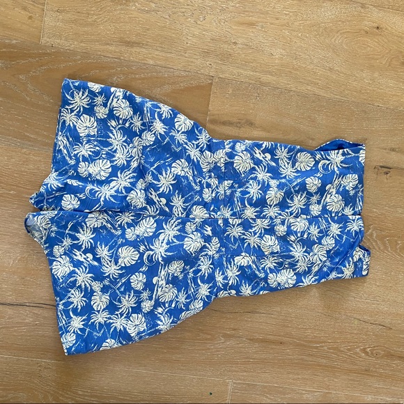 TopShop Palm Print Blue Cross Front Romper Large - Picture 8 of 8
